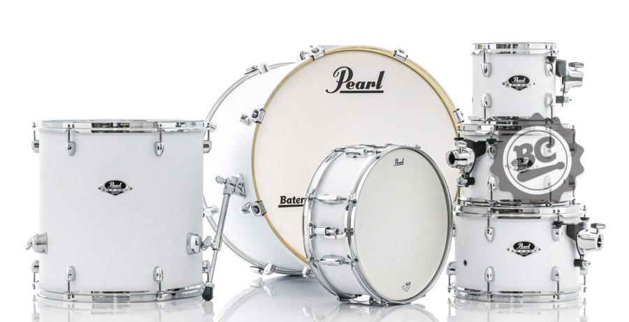Bateria Pearl Export EXX Series Mahogany Satin White 22",8",10",12",16" (Shell Pack) com Caixa