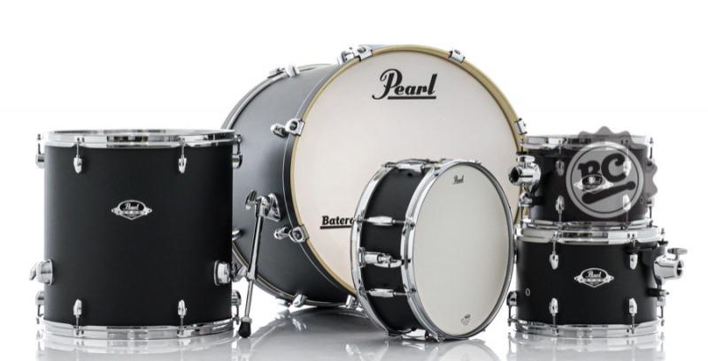 Bateria Pearl Export EXX Series Mahogany Shadow Black 20",10",12",14" (Shell Pack) com Caixa 14x5,5"