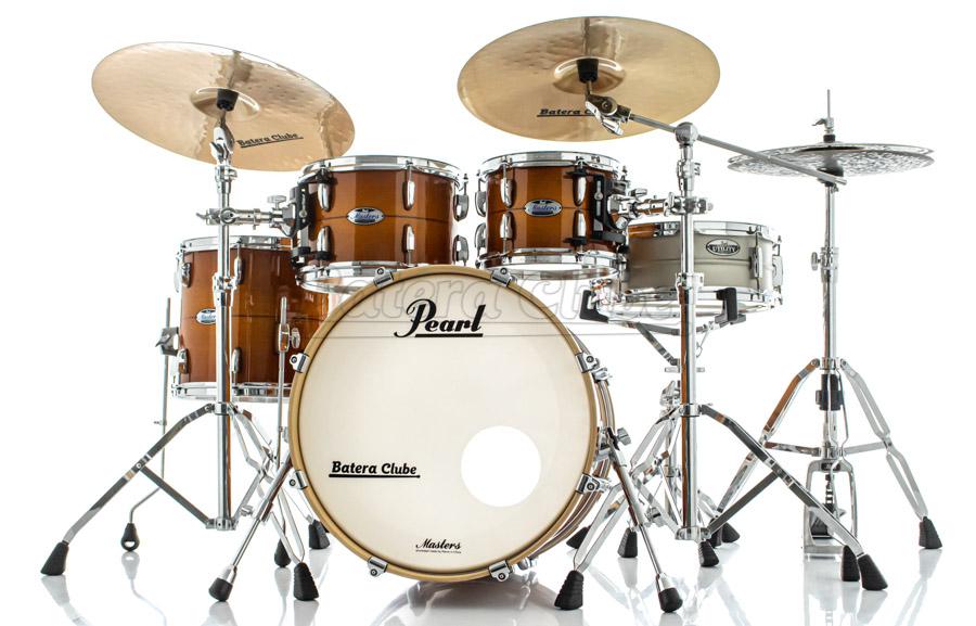 Bateria Pearl Masters MCT Maple Complete Almond Red Stripe com Bumbo 20",10",12",14" (Shell Pack)