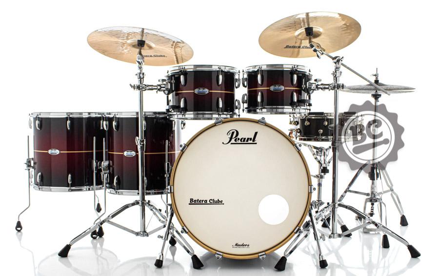 Bateria Pearl Masters MCT Maple Complete Banded Redburst com Bumbo 24",12",13",16",18" (Shell Pack)