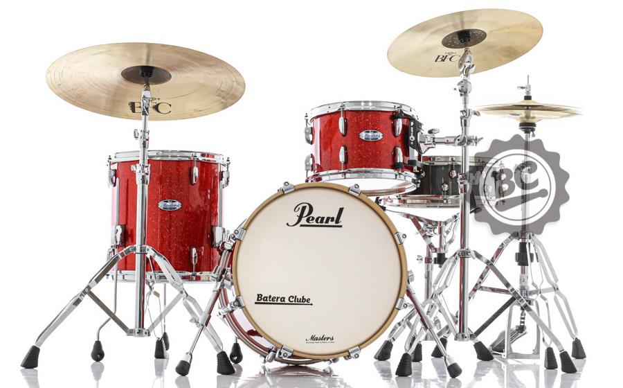 Bateria Pearl Masters MCT Maple Complete Vermillion Sparkle Jazz com Bumbo 18",12",14" (Shell Pack)