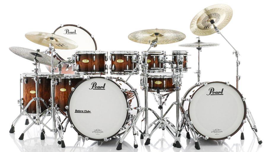 Bateria Pearl Masterworks Artisan Bubinga Burst com 2 Bumbos, 4 Tons, 2 Surdos, Gong Bass e Caixa
