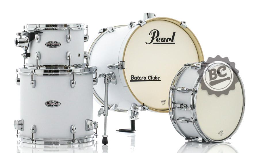 Bateria Pearl Midtown Series Satin White com Bumbo 16", 1 Tom, Surdo e Caixa (Shell Pack)