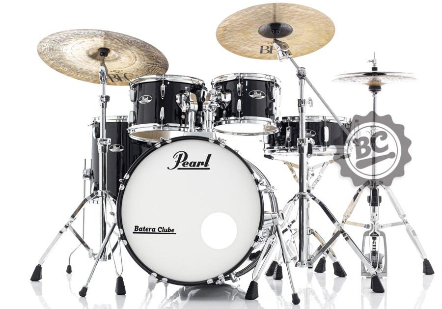 Bateria Pearl Roadshow Jet Black 20",10",12",14" com Ferragens TAPETE e CAMISETA GRÁTIS