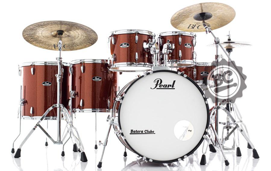 Bateria Pearl Roadshow Burnt Orange Sparkle 22",10",12",14",16" com ferragens TAPETE e CAMISETA GRÁTIS