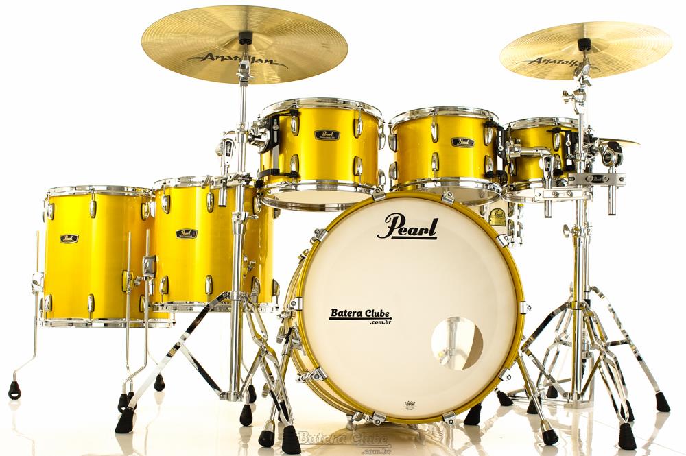 Bateria Pearl Wood Fiberglass Hybrid Kapur Antique Gold 22",10",12"13",14",16" Reedição Anos 60
