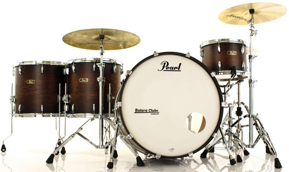 Bateria Pearl Wood Fiberglass Hybrid Kapur Satin Cocoa Burst 26",13",16",18" Reedição Década 60
