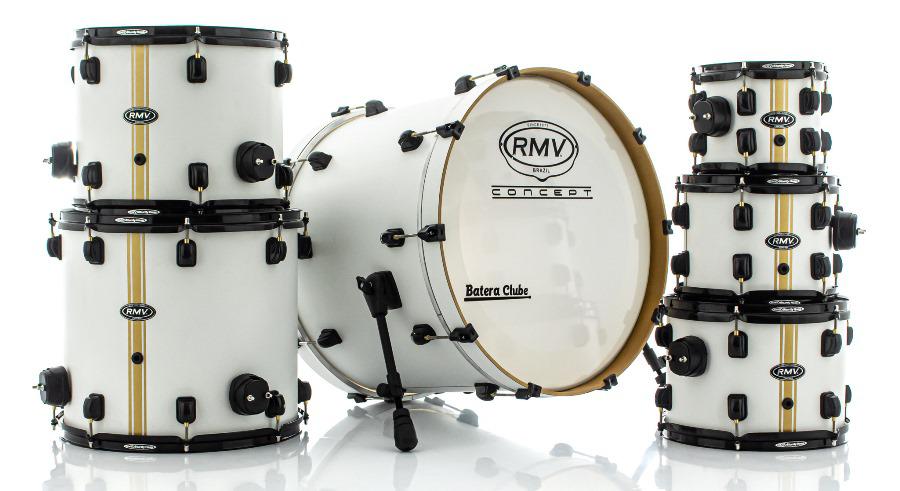 Bateria RMV Concept White Gold Racing 22",8",10",12",14",16" (Shell Pack) Exclusiva em Liquidação