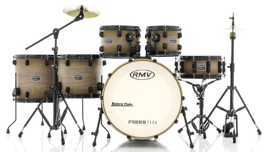 Bateria RMV FiberTech Avelã Wood 20",10",12",14",16" com Pratos, Baquetas e Ferragens (Exclusiva)