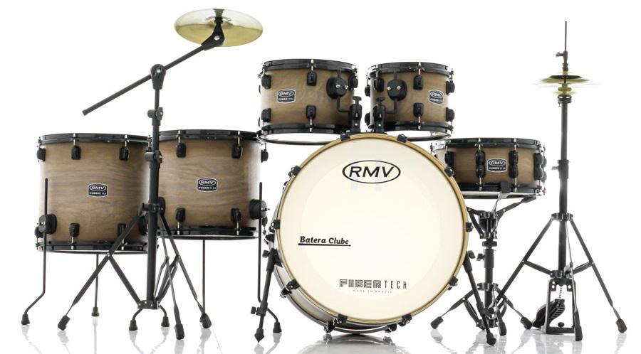 Bateria RMV FiberTech Avelã Wood 22",10",12",14",16" com Pratos, Baquetas e Ferragens (Exclusiva)
