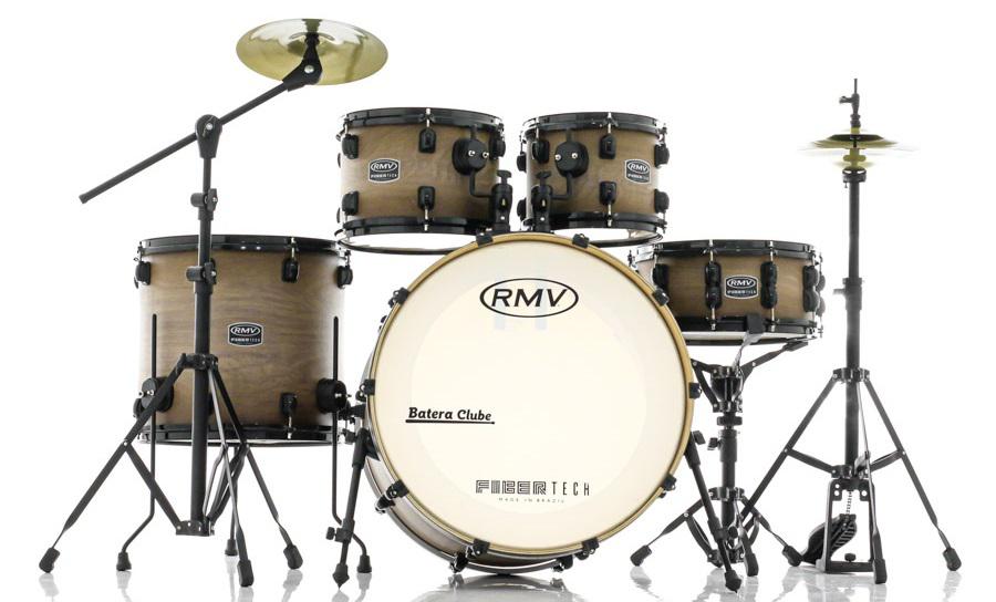 Bateria RMV FiberTech Avelã Wood 22",10",12",16" com Pratos, Baquetas e Ferragens (Exclusiva)