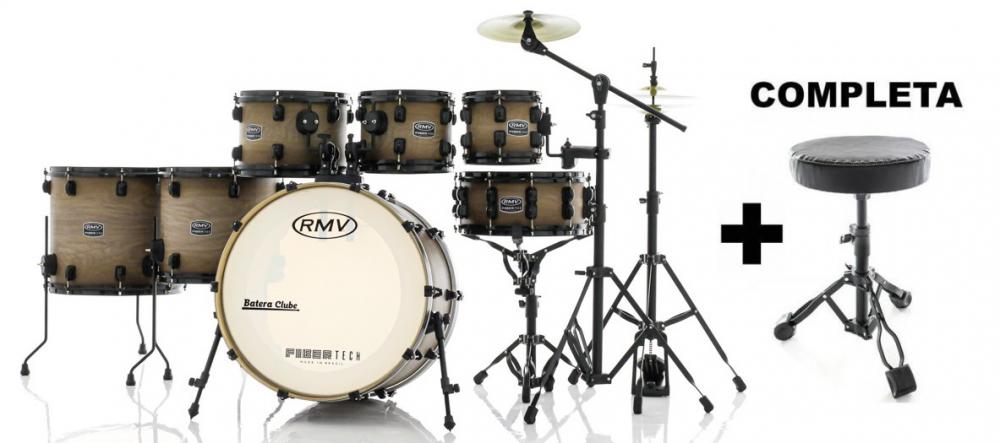 Bateria RMV FiberTech Avelã Wood 22",8",10",12",14",16" Banco, Pratos e Ferragens (Exclusiva)