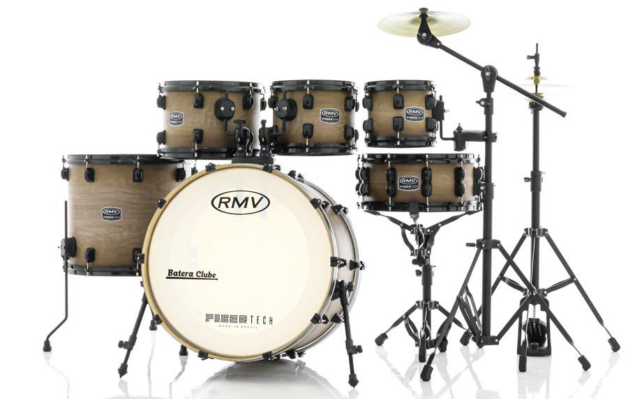 Bateria RMV FiberTech Avelã Wood 22",8",10",12",16" com Pratos e Ferragens (Exclusiva)
