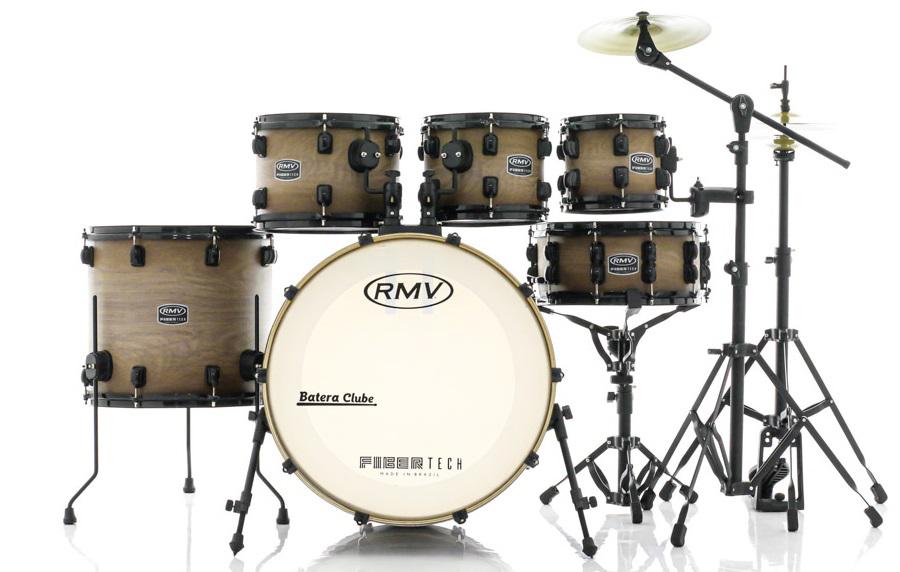 Bateria RMV FiberTech Avelã Wood 20",8",10",12",16" com Pratos e Ferragens (Exclusiva)