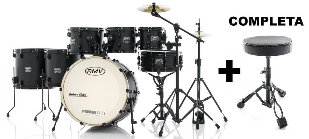 Bateria RMV FiberTech Silky Black 20",8",10",12",14",16" Banco, Pratos e Ferragens (Exclusiva)