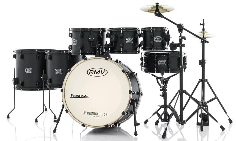 Bateria RMV FiberTech Silky Black 22",8",10",12",14",16" com Pratos e Ferragens