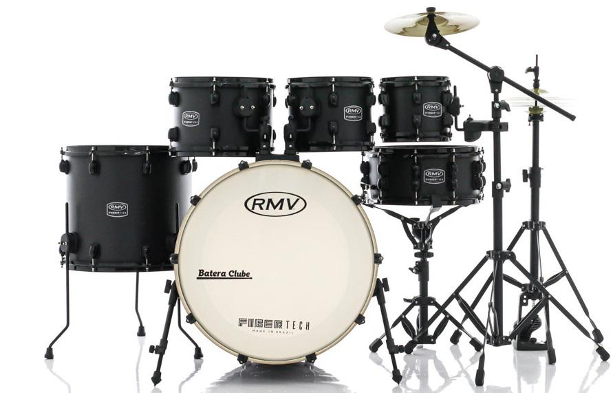 Bateria RMV FiberTech Silky Black 22",8",10",12",16" com Pratos e Ferragens (Exclusiva)
