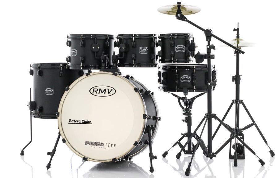 Bateria RMV FiberTech Silky Black 20",8",10",12",16" com Pratos e Ferragens (Exclusiva)