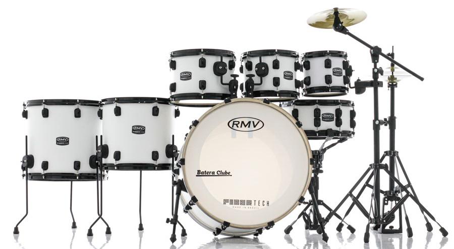 Bateria RMV FiberTech Silky Branca 22",8",10",12",14",16" com Pratos e Ferragens (Exclusiva)