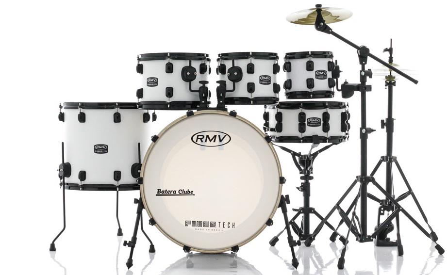 Bateria RMV FiberTech Silky Branca 20",8",10",12",16" com Pratos e Ferragens (Exclusiva)