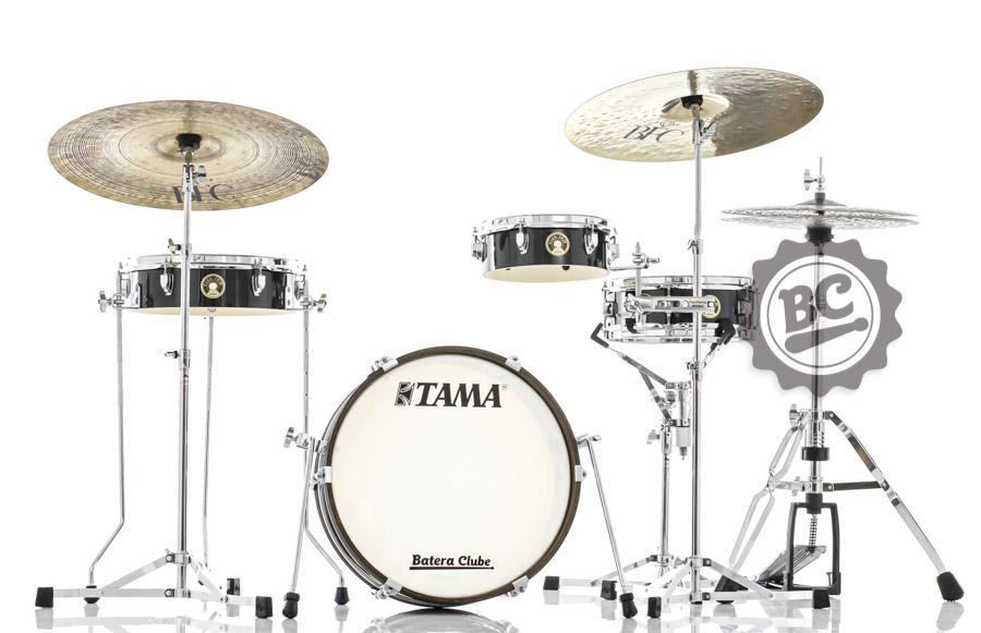 Bateria Tama Club-JAM Pancake Hairline Black Compacta com Bumbo 18", Tom, Surdo e Caixa (Shell Pack)
