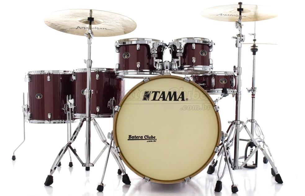 Bateria Tama Silverstar Birch Dark Red Sparkle 22",10",12",14",16" com Caixa 14x5" (Shell Pack)