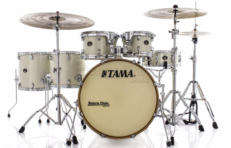 Bateria Tama Silverstar Birch Vintage White Sparkle 22",10",12",14",16" com Caixa 14x5" (Shell Pack)