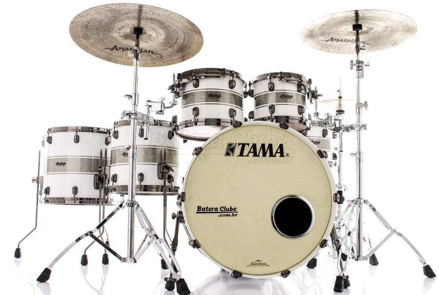 Bateria Tama Starclassic Maple Silver Snow Racing Stripe Sparkle 22",10",12",14",16" Black Nickel