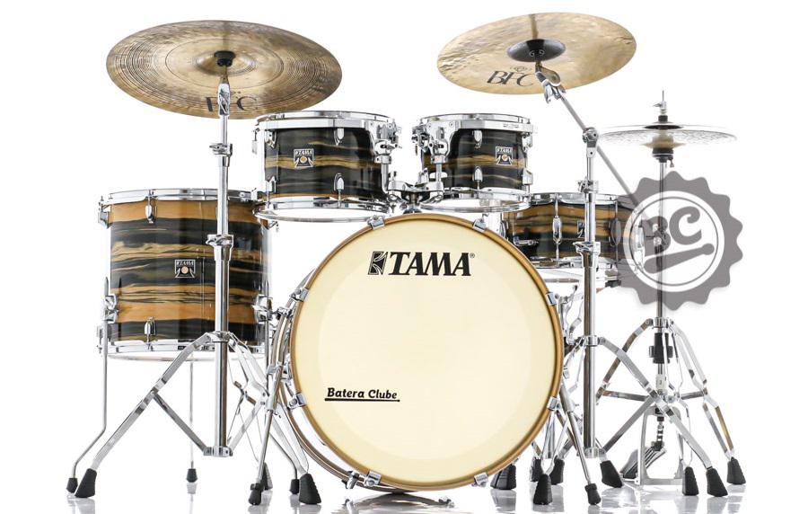 Bateria Tama Superstar Classic Maple Ebony Tiger Wrap 22",10",12",16" e Caixa 14x6,5" (Shell Pack)