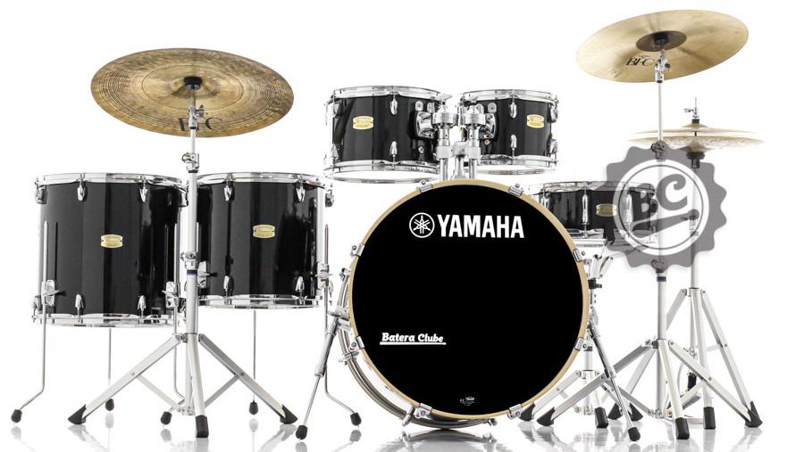 Bateria Yamaha Stage Custom Birch (Shell Pack) Raven Black Lacquer 22",10",12",14",16" com Caixa