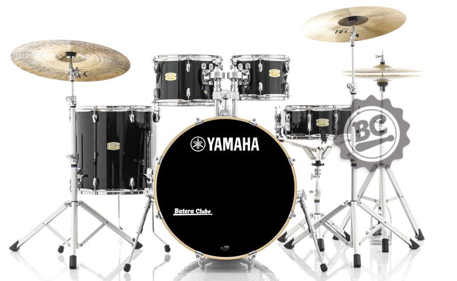 Bateria Yamaha Stage Custom Birch (Shell Pack) Raven Black Lacquer 20",10",12",14" com Caixa
