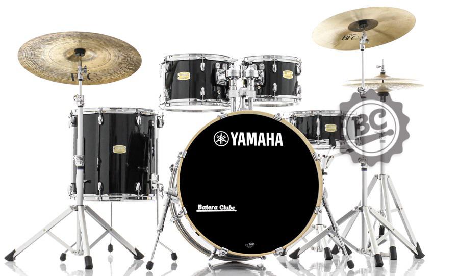 Bateria Yamaha Stage Custom Birch (Shell Pack) Raven Black Lacquer 22",10",12",16" com Caixa