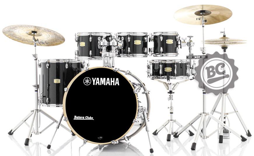 Bateria Yamaha Stage Custom Birch (Shell Pack) Raven Black Lacquer 22",8",10",12",16" com Caixa
