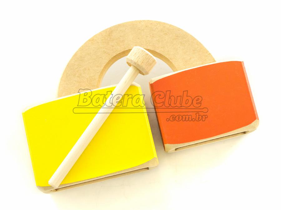 Bloco Sonoro Percubo Mafagafo M01 Duplo com Baqueta (Musicalização Infantil)