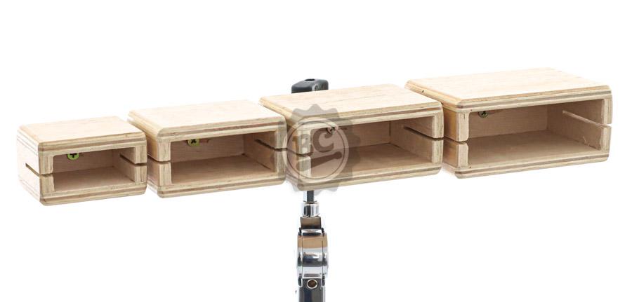 Bloco Sonoro Percubo WoodBlocks Quartet com kit com 4 blocos de madeira em Virola