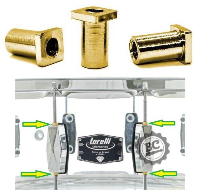Buchas de Afinação Torelli TA085 Kit com 6 Buchas em Brass para Canoas de Tom, Surdo e Caixa interna