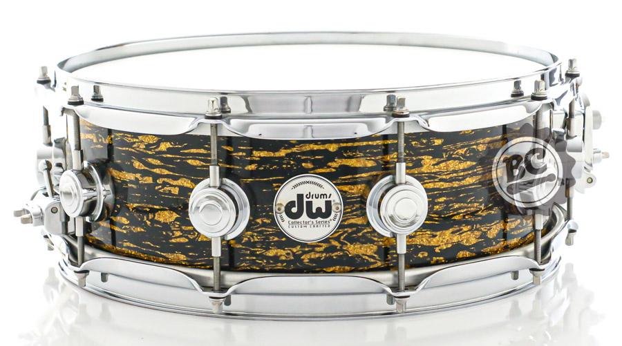 Caixa DW Collectors Maple Black Oyster Gold Glass 14x5" Made in USA Anel de Reforço (Seminovo) com Bag