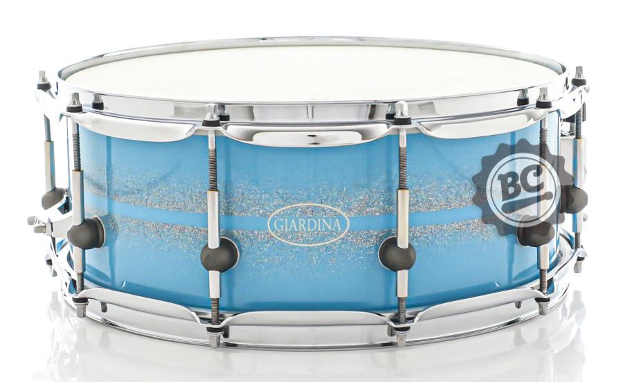 Caixa Giardina Custom Drums Azul Mediterrâneo 14x5,5" Copaíba com Bapeva (Made in Brazil)