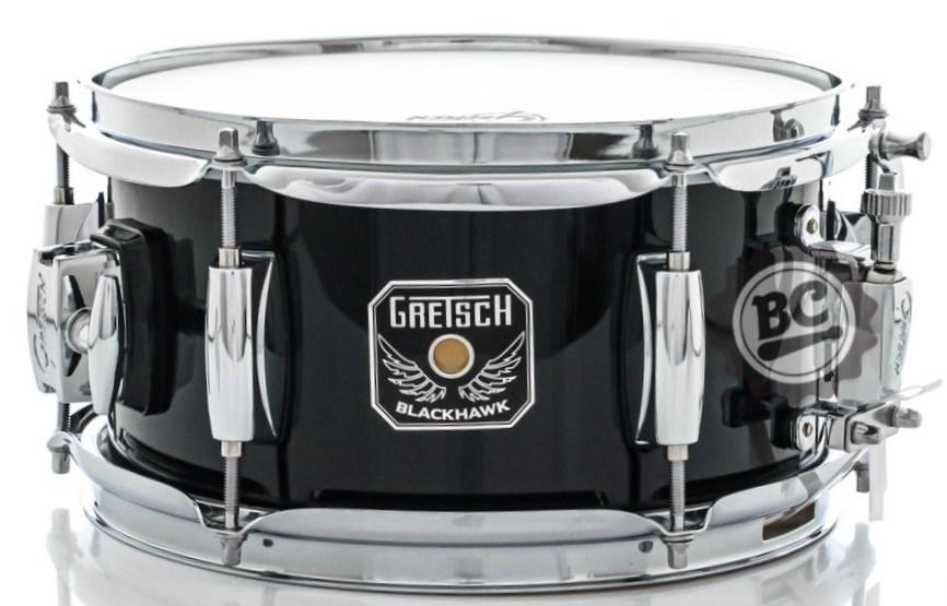 Caixa Gretsch BlackHawk Mighty Black Gloss 10x5,5" com caneca para fixação em holder