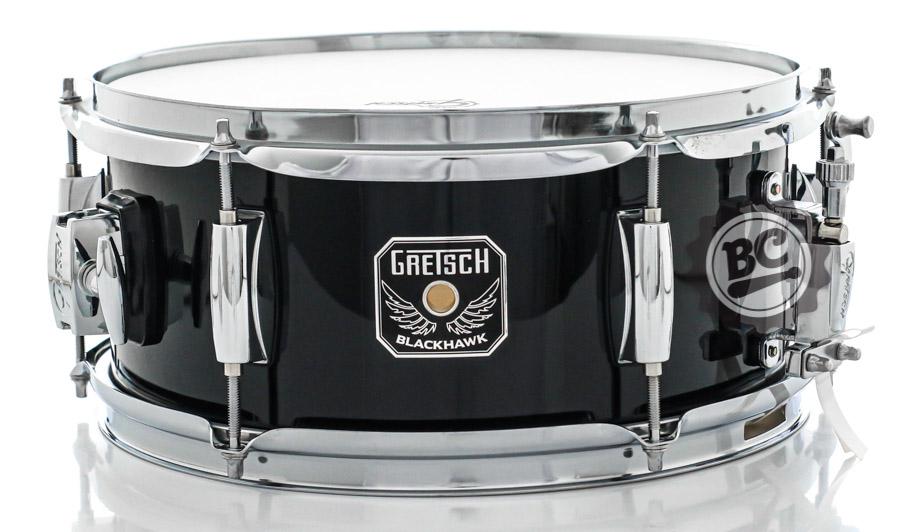 Caixa Gretsch BlackHawk Mighty Black Gloss 12x5,5" com caneca para fixação em holder