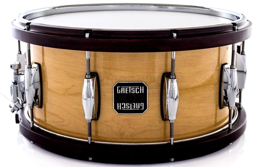 Caixa Gretsch Full Range Maple Wood-Metal Hoop Natural Gloss 14x6,5" com Aros de Madeira e Metal