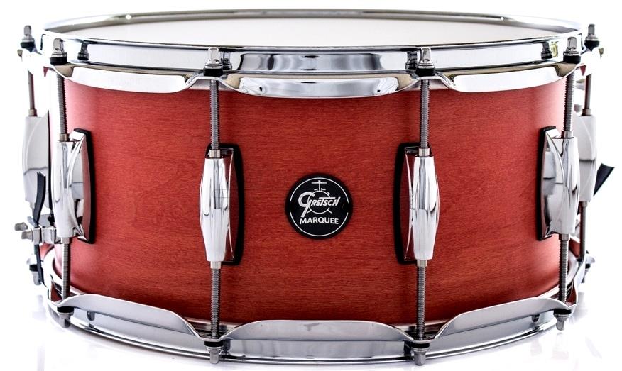 Caixa Gretsch Marquee Maple Series Satin Red Coral 14x6,5" Casco Top e Aros PowerHoop 2.3mm