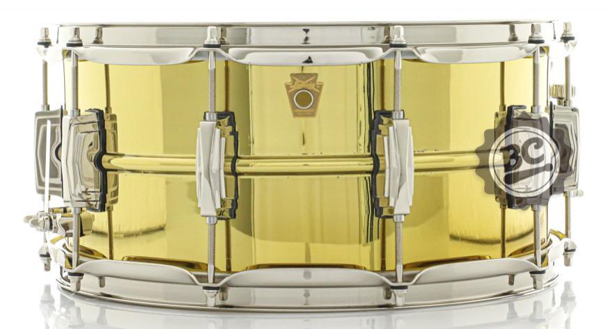Caixa Ludwig Super Brass LB403 Reissue 14x6,5" Made in USA com Automático P88AC Brass Natural Shell