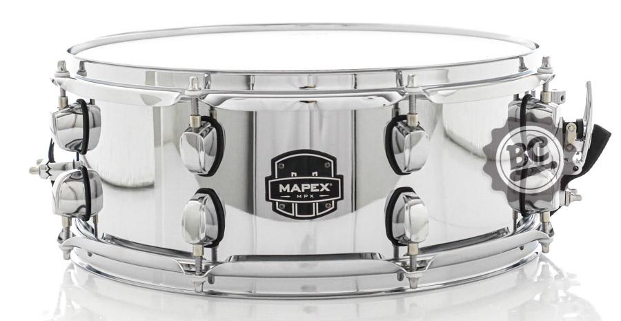 Caixa Mapex New MPX Steel Shell 14x5,5" Modelo Novo com casco de Aço Cromado e automático Armory
