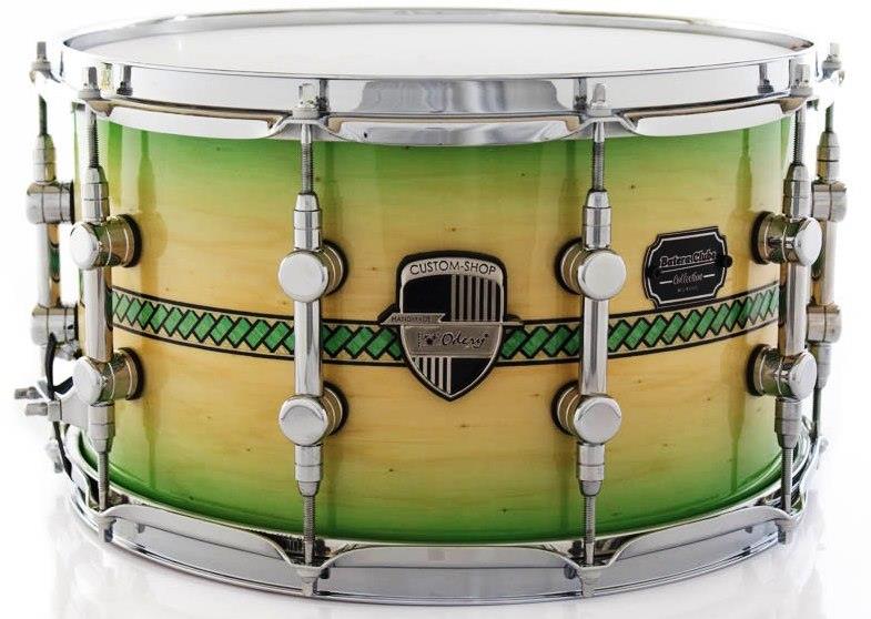 Caixa Odery Custom-Shop Limited Batera Clube Collection Charlotte Coral Green Burst Inlay 14x8"