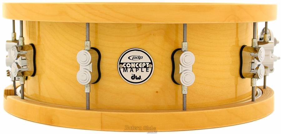 Caixa PDP by DW Concept Maple Wood Hoop 20-ply 14x5,5" Automático DW Mag e Casco com 16mm