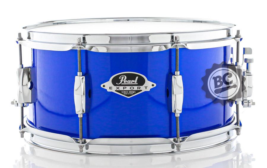 Caixa Pearl Export EXX High Voltage Blue 14x6,5" Mahogany Hybrid Shell, peles Remo e canoas inteiriças