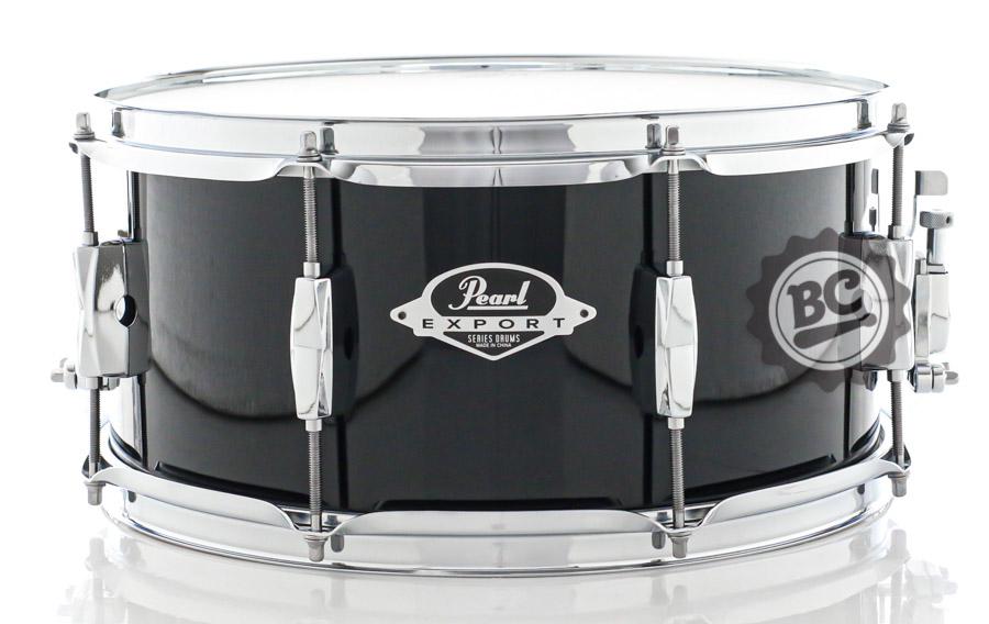 Caixa Pearl Export EXX Jet Black 14x6,5" Mahogany Hybrid Shell, peles Remo e canoas inteiriças