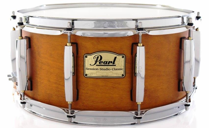 Caixa Pearl Session Studio Classic Matte Amber 14x6,5" Casco Híbrido em Birch e Kapur