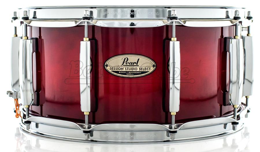 Caixa Pearl Session Studio Select Antique Crimson Burst 14x6,5" Casco Fino Híbrido em Mogno e Birch